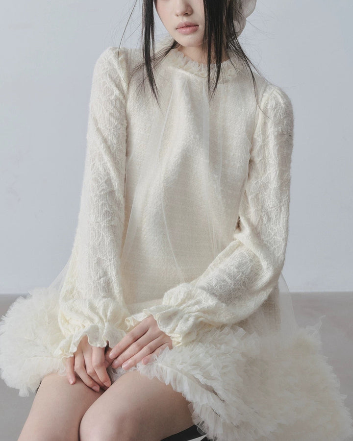 チュールフリルツイードワンピース　Mc 689