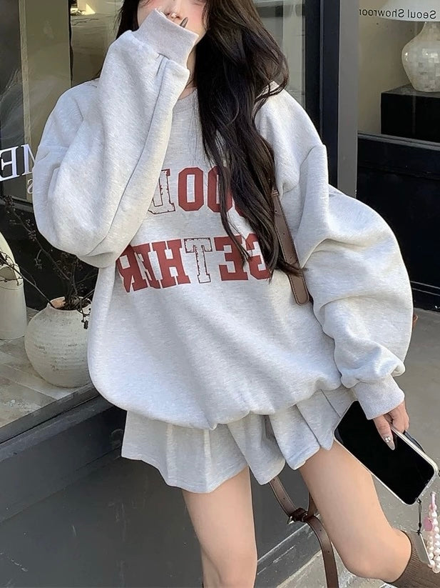 ロゴスウェット×プリーツスカートセットアップ Mc 590