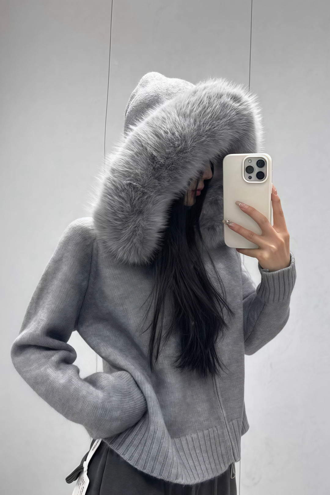 ファーフーディーニットパーカー Mc 278