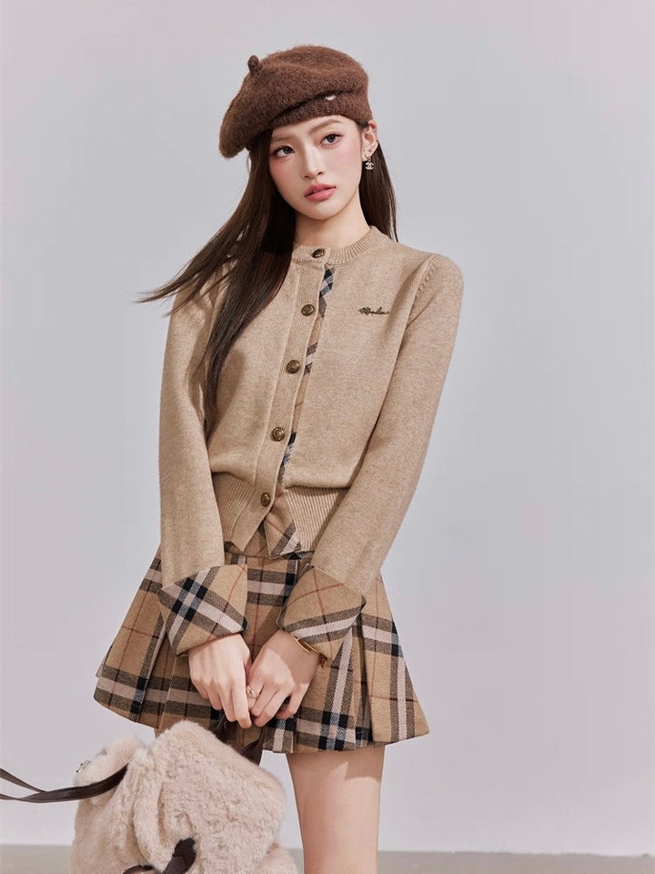 チェックラインニットカーディガン Mc 595