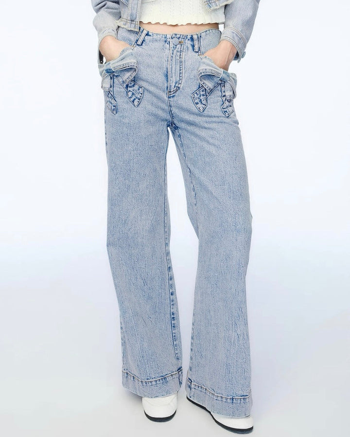 ダブルリボンデニムワイドパンツ　Mc 680