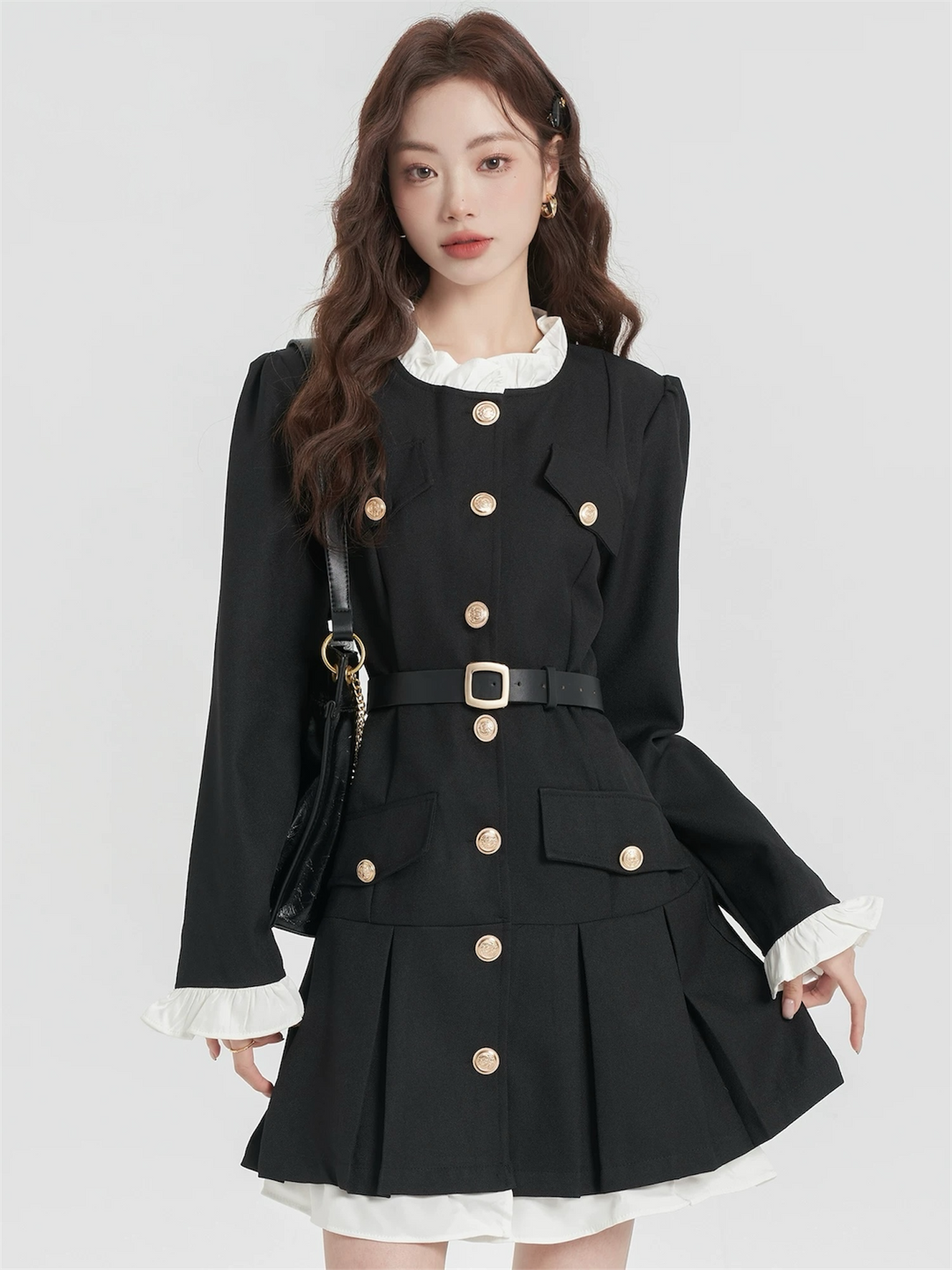 ベルト付きクラシカルミリタリースタイルワンピース Mc 532
