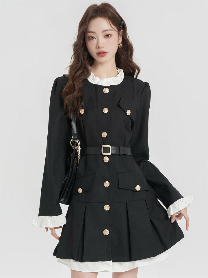 ベルト付きクラシカルミリタリースタイルワンピース Mc 532