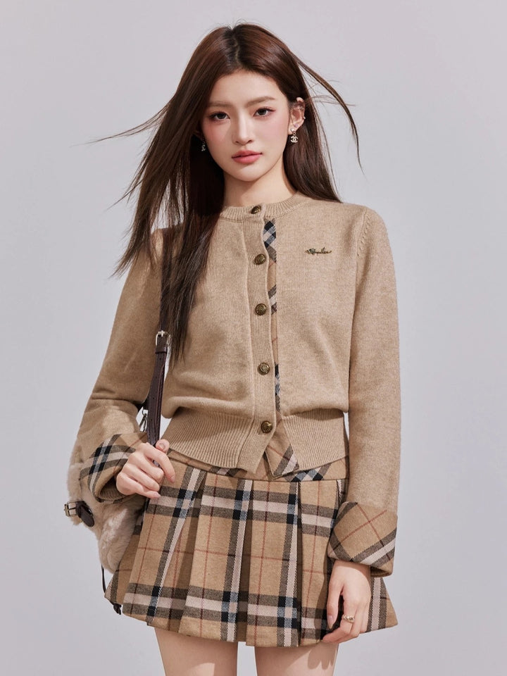 チェックラインニットカーディガン Mc 595