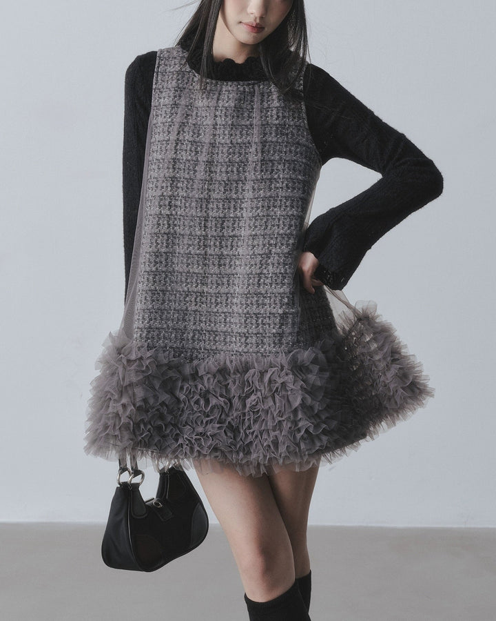 チュールフリルツイードワンピース　Mc 689