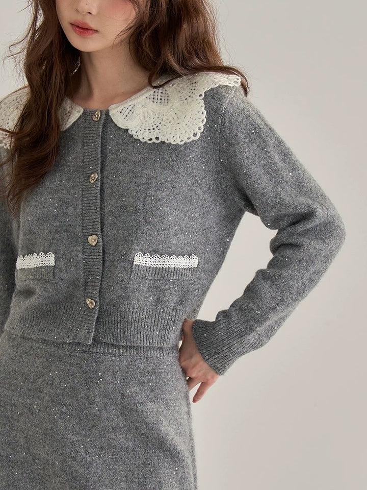 レースカラーニットセットアップ　Mc 562