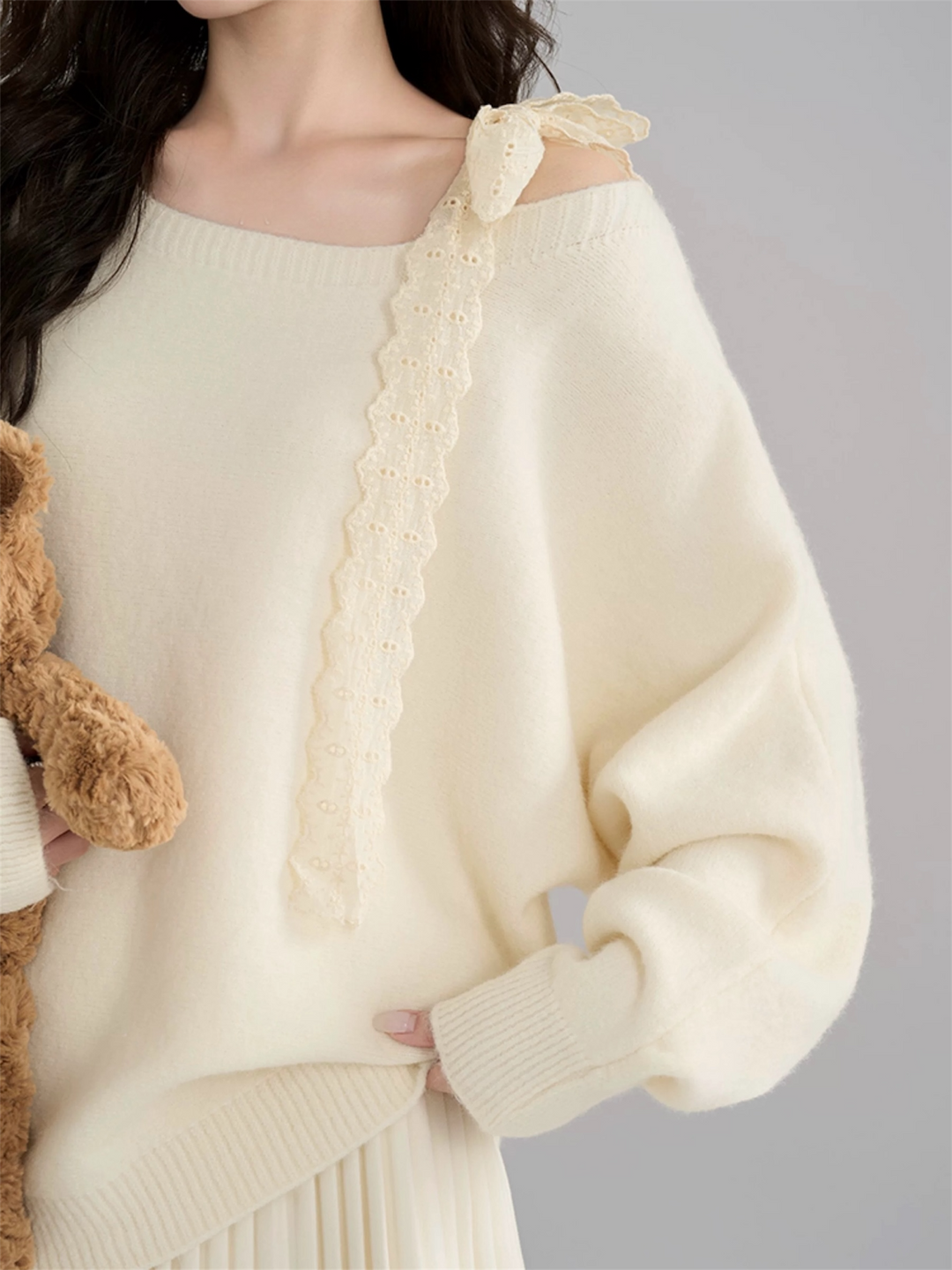 レースリボンショルダーニット Mc 569