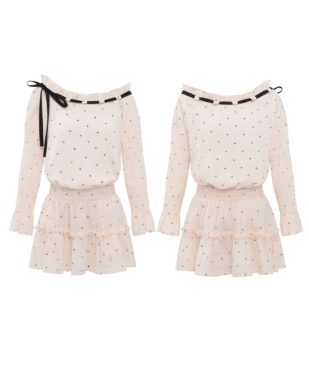 ドットリボンワンショルダーセットアップ Mc 786