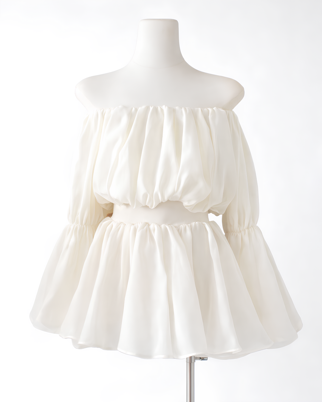 シフォンバルーンオフショルワンピース Mc778