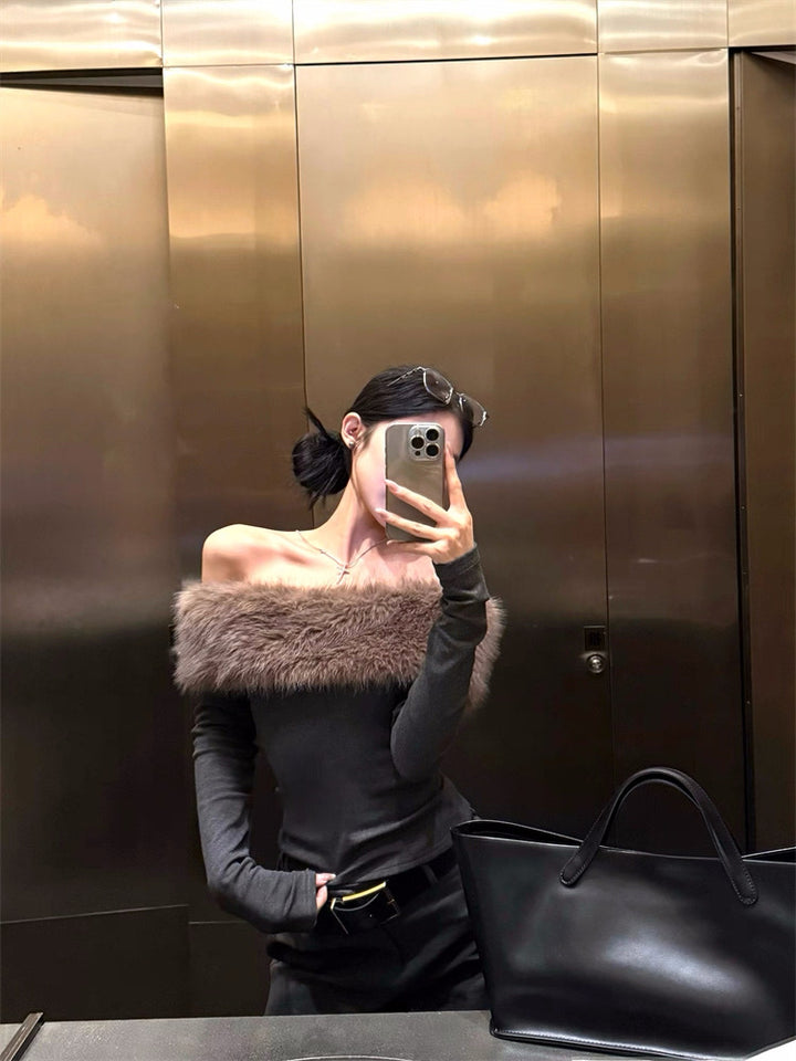 2wayフェイクファーオフショルトップス Mc 554