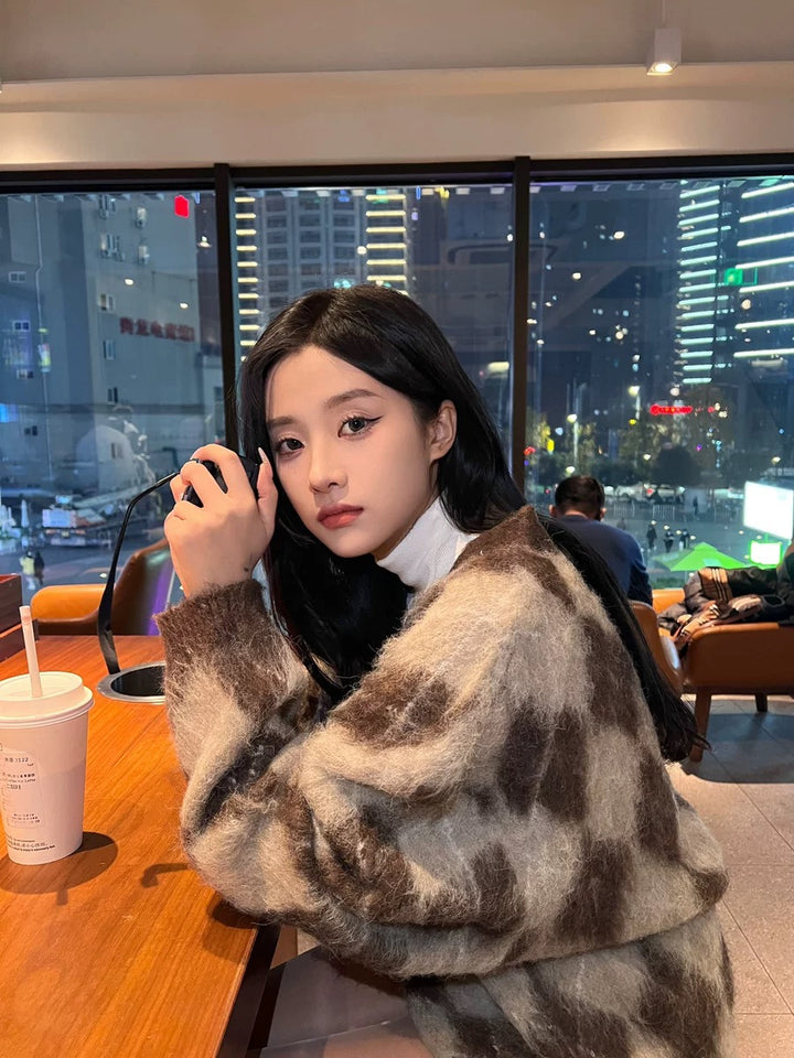 アーガイルモヘアニットカーディガン Mc 581