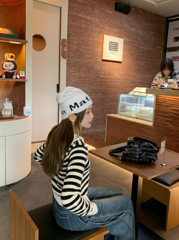 ボーダーカラーニットフーディ Mc 564