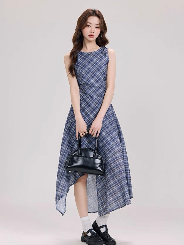 アシメカットチェックワンピース Mc 465
