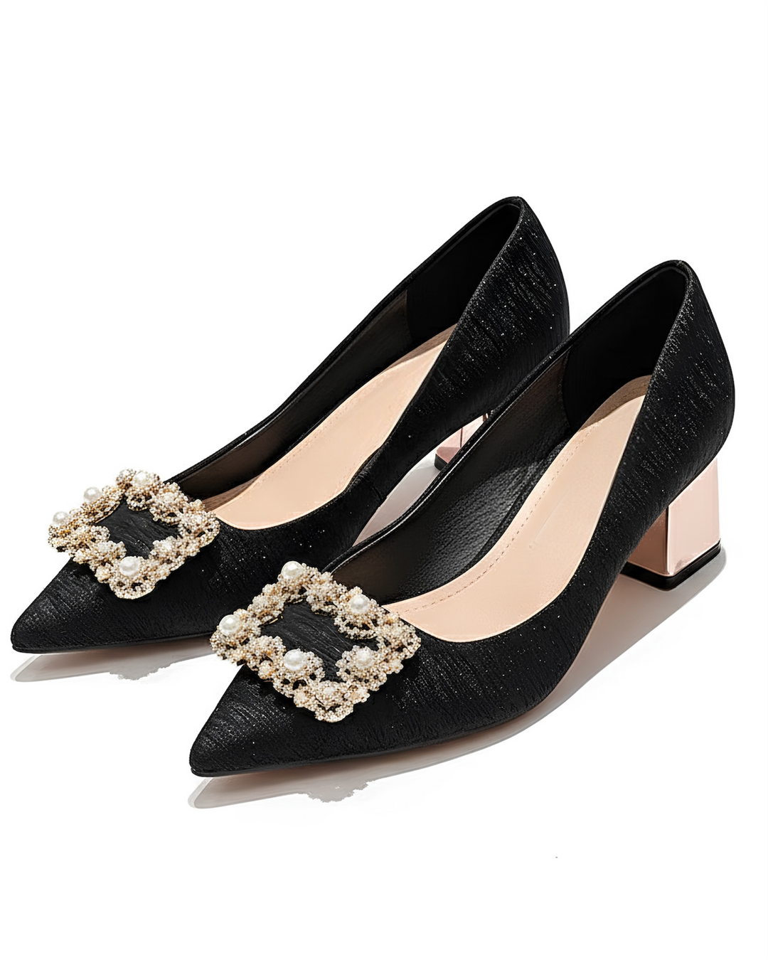 パールビジューバックル ポインテッドパンプス Mc 738