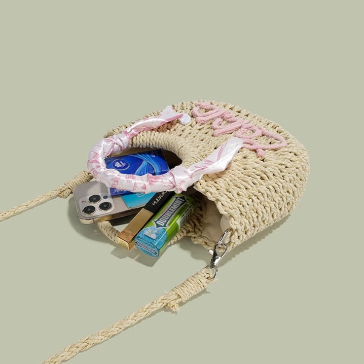 スカーフ付き2Wayサークル刺繍かごバッグ Mc 477