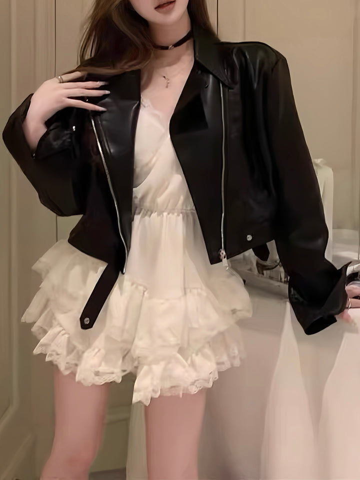 レザーショートライダースジャケット Mc 399