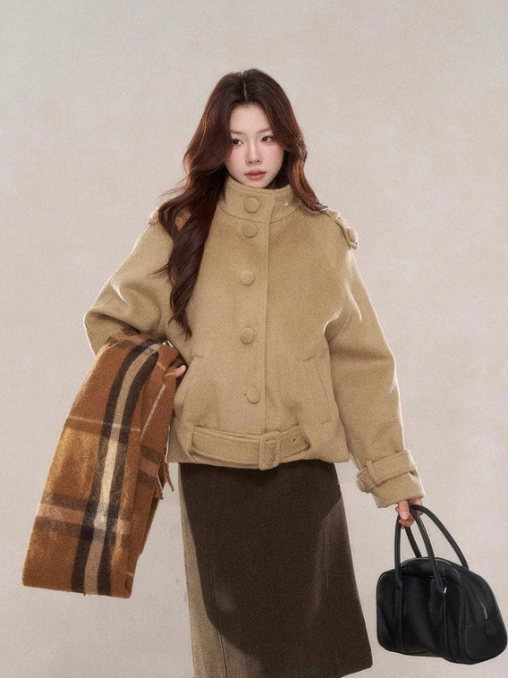 ハイネックベルトウールジャケット Mc 602