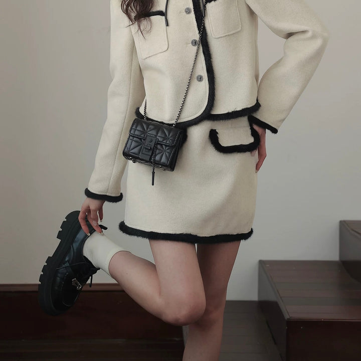 バイカラーファートリムミニスカート Mc 547