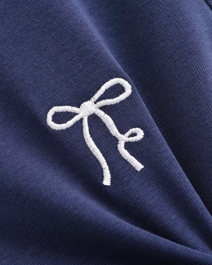 リボン刺繍ポロフレアミニワンピース Mc 426