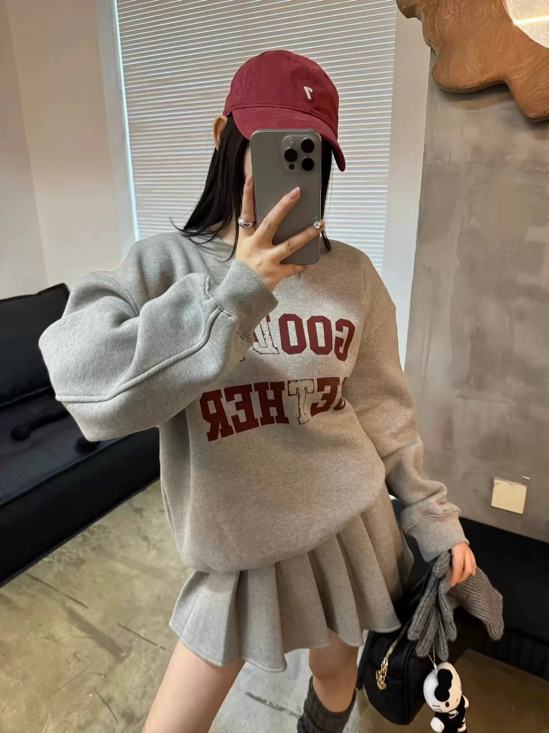 ロゴスウェット×プリーツスカートセットアップ Mc 590