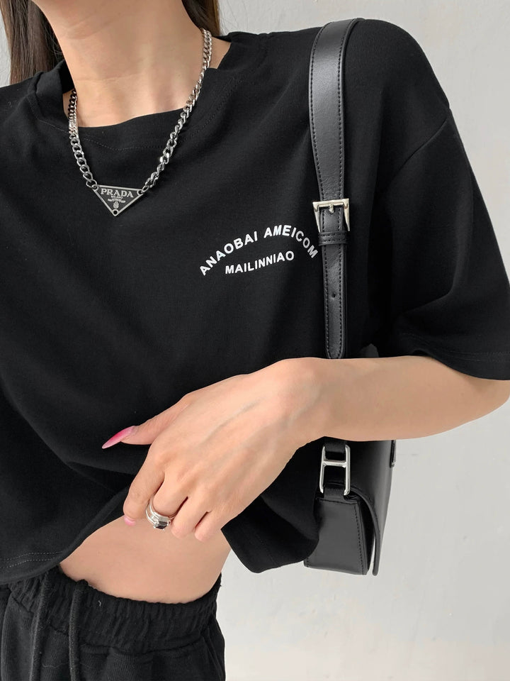 ロゴドロストショート丈Tシャツ　Mc 410