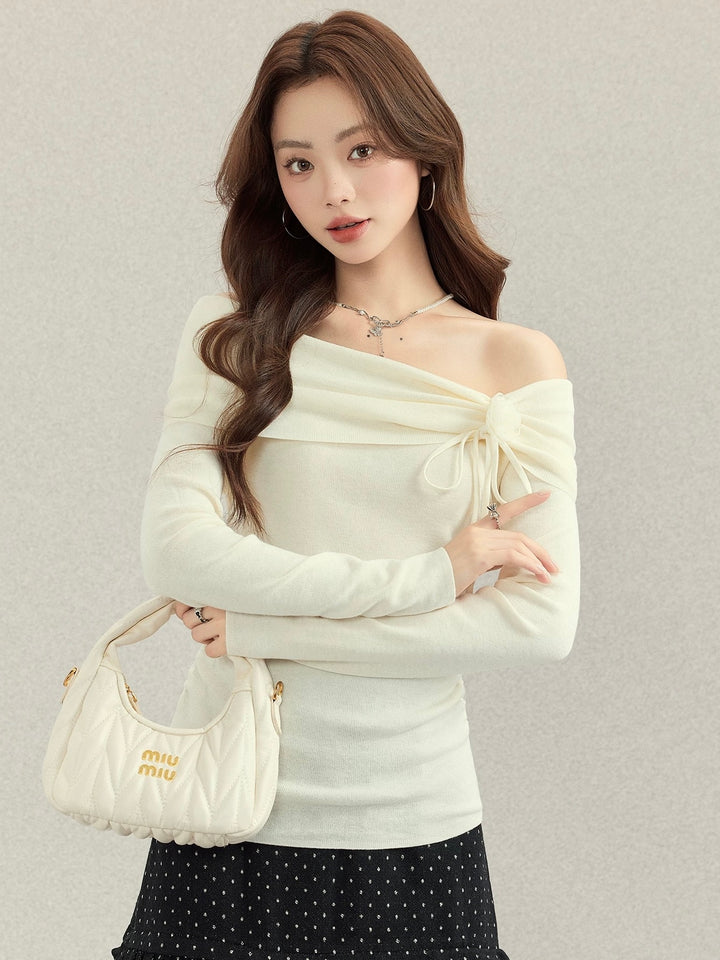 フラワーコサージュオフショルニット Mc 549