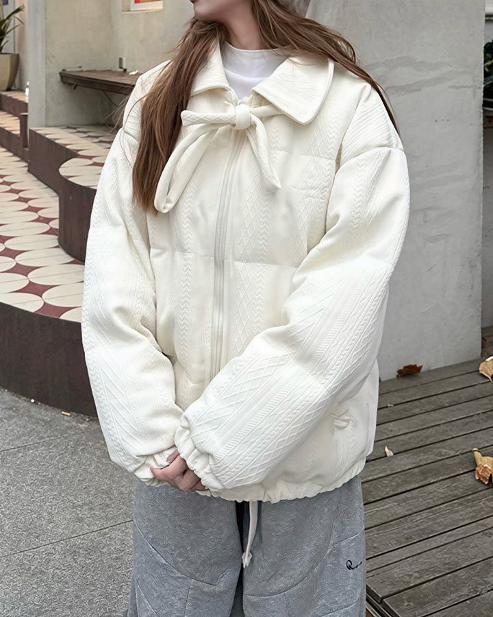 リボンカラーダウンジャケット Mc 604