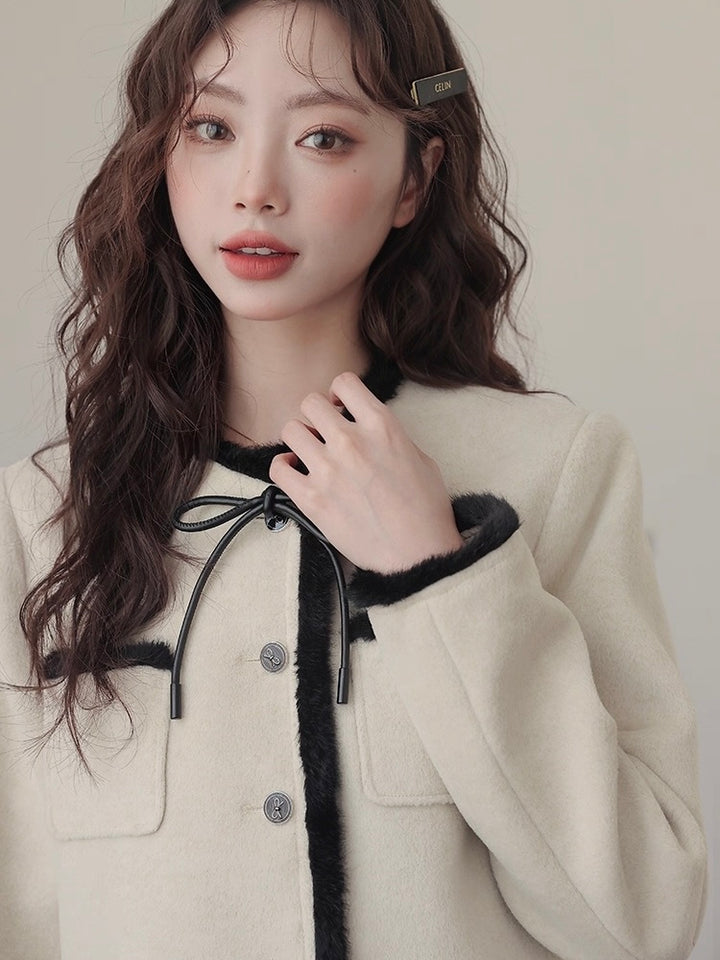 バイカラーリボンファートリムジャケット Mc 546