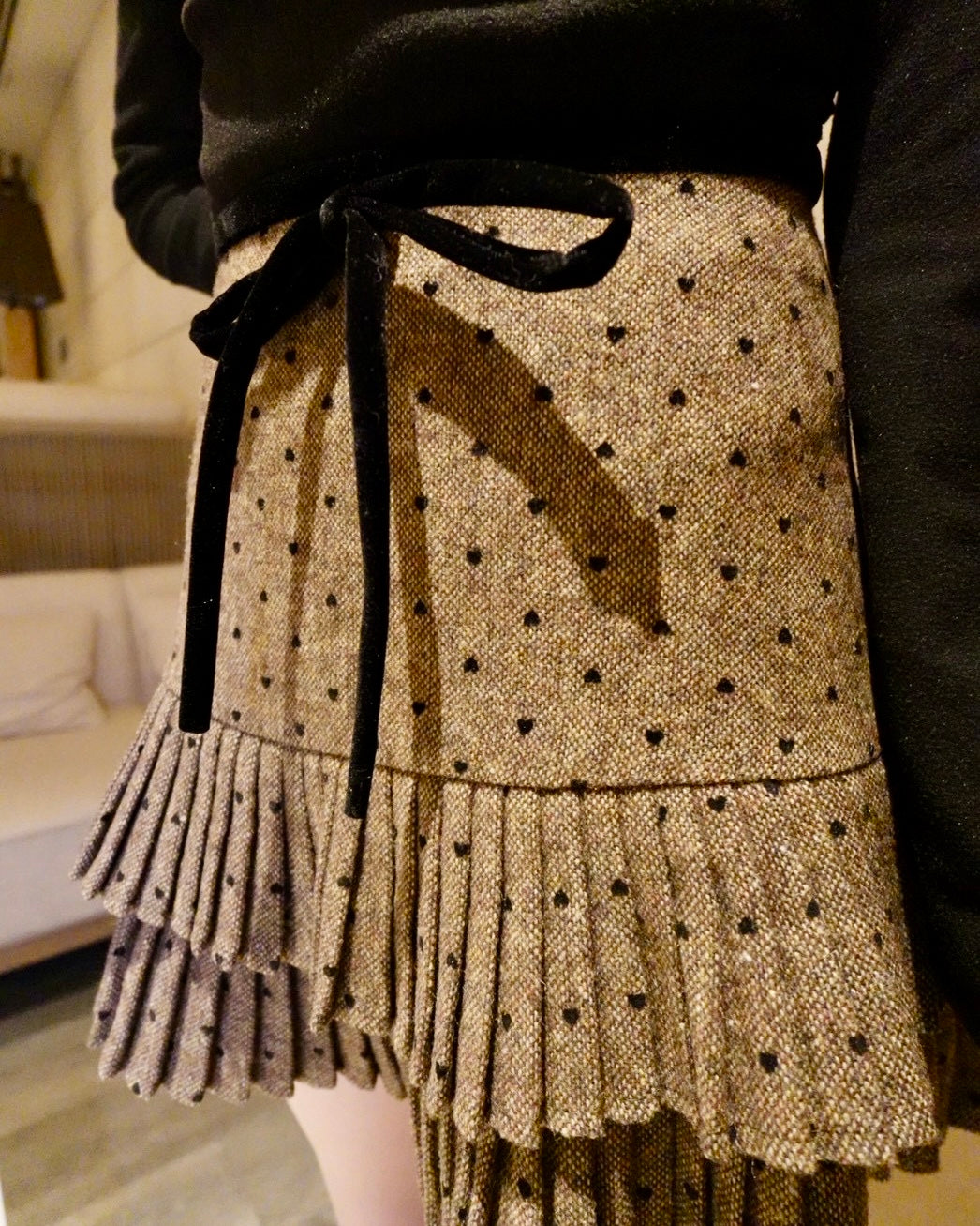 ガーリードットリボンプリーツスカート　Mc 688