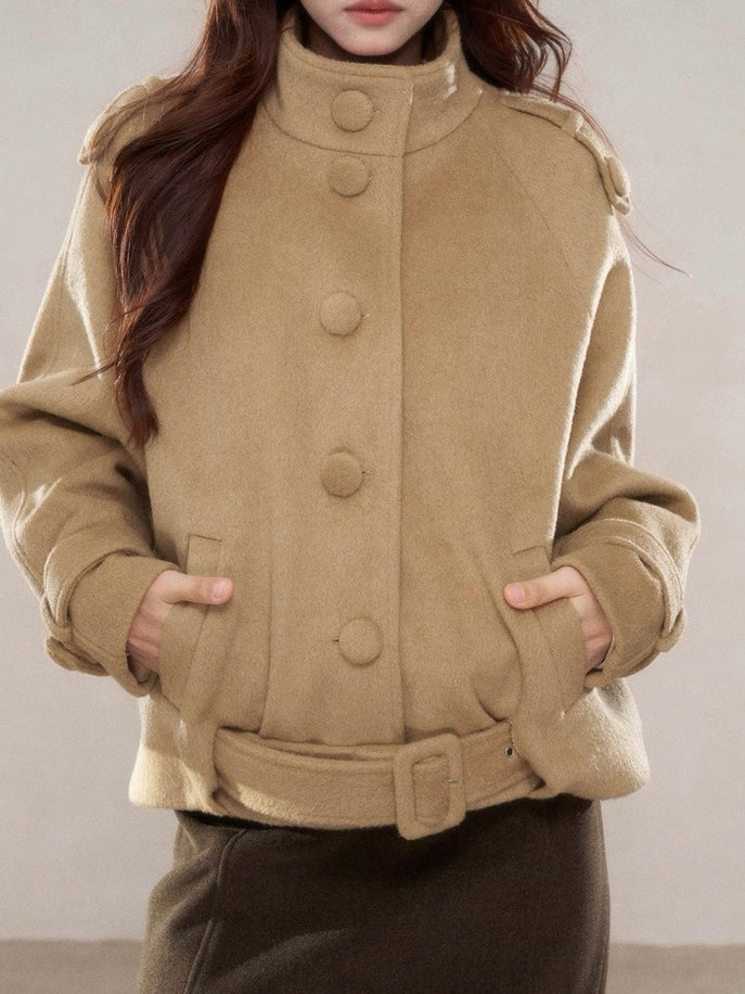 ハイネックベルトウールジャケット Mc 602