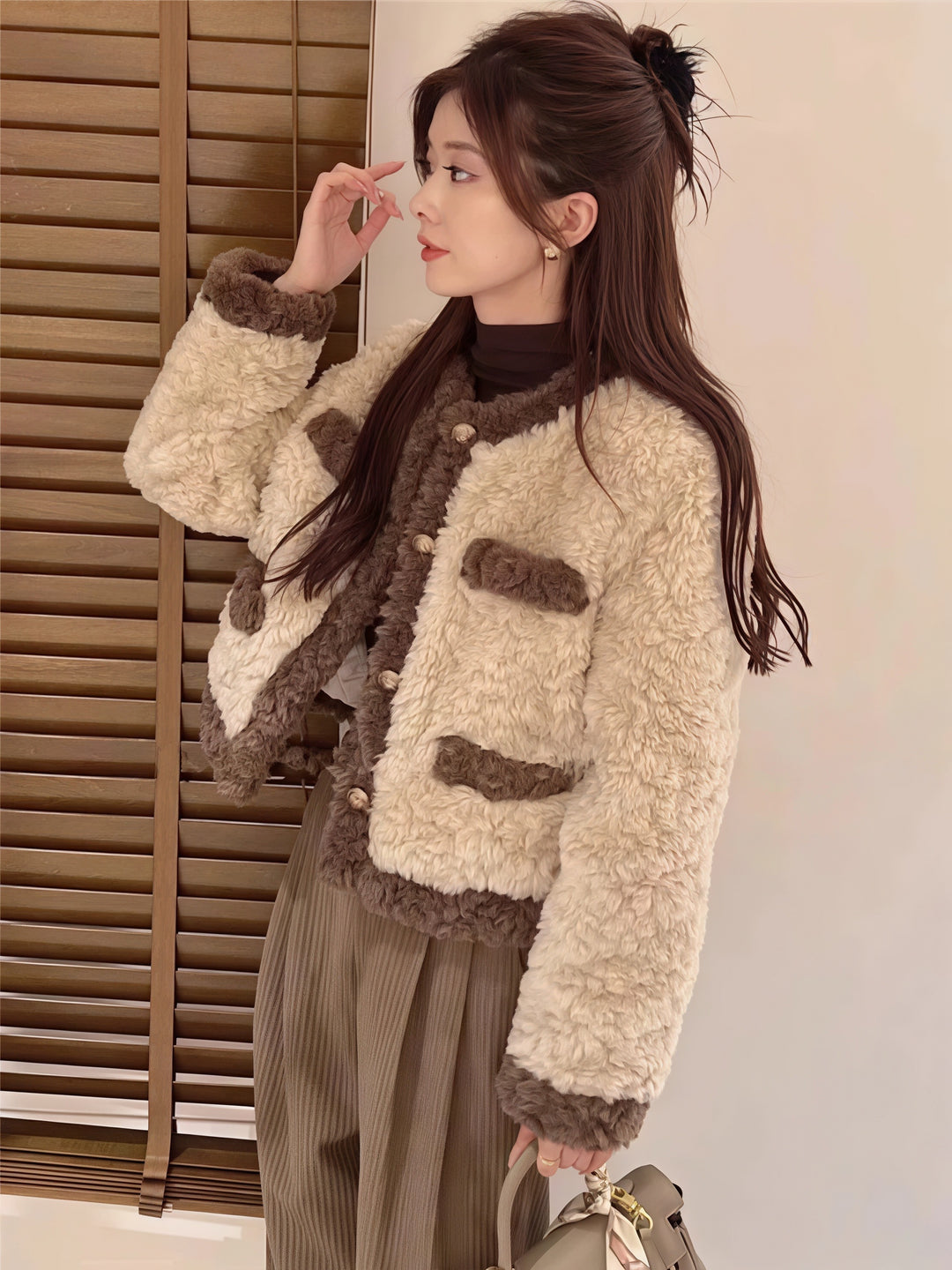 バイカラーフェイクファージャケット Mc 557