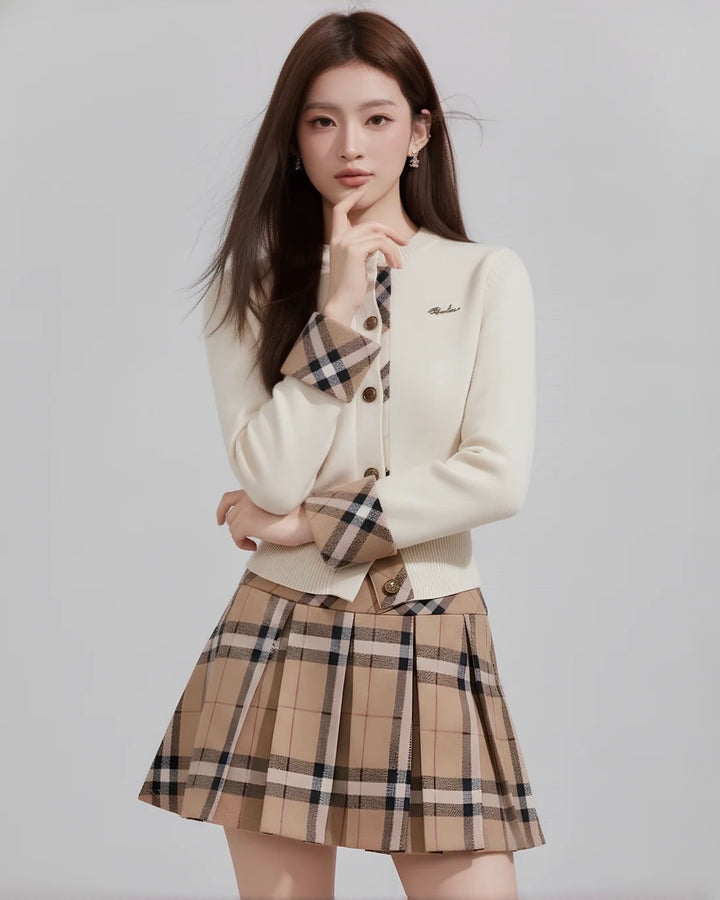 チェックラインニットカーディガン Mc 595