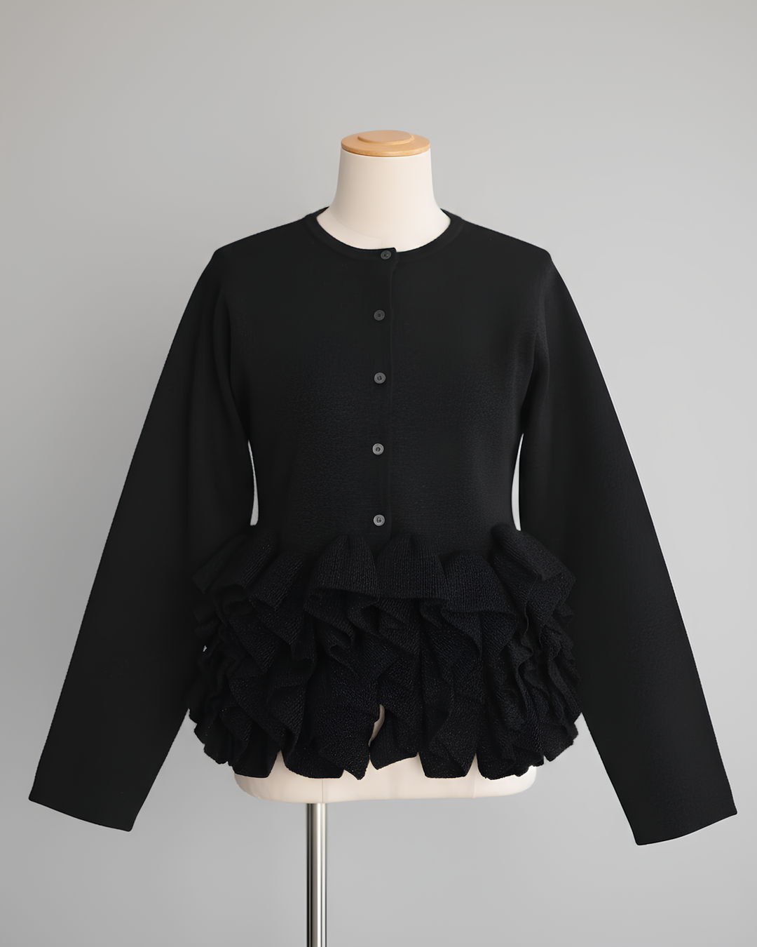 ボリュームフリルペプラムニットトップス Mc745