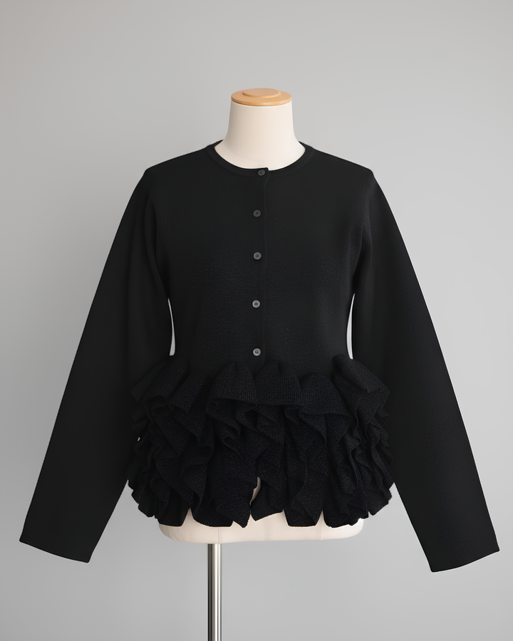 ボリュームフリルペプラムニットトップス Mc745