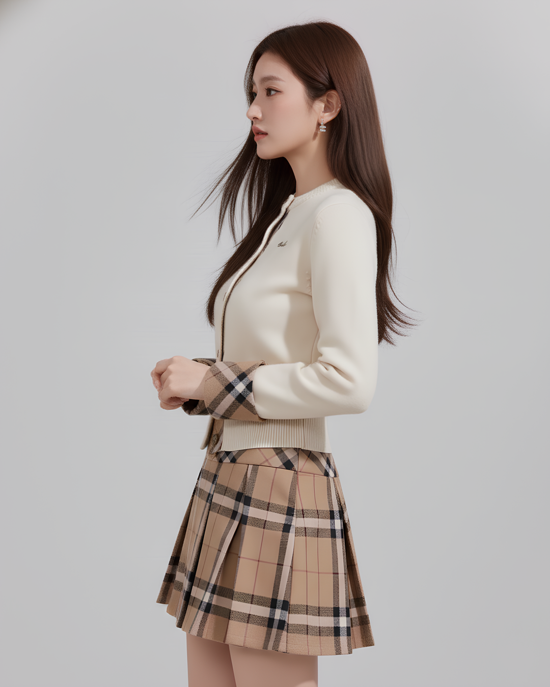 チェックラインニットカーディガン Mc 595