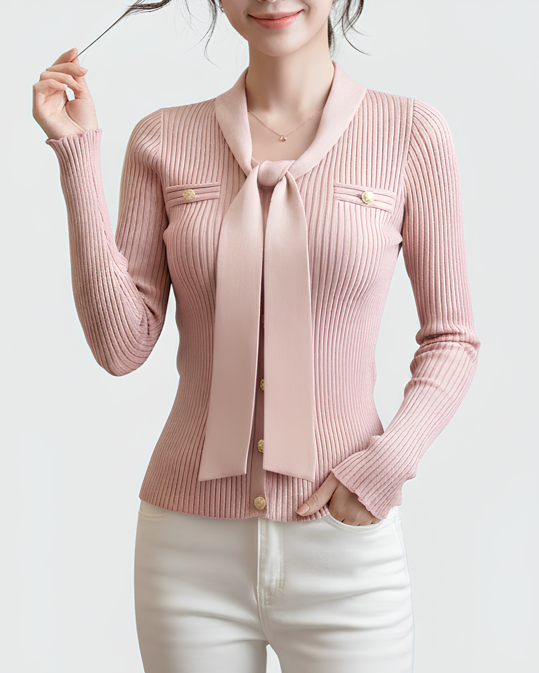 リボンタイリブカーディガン Mc 754