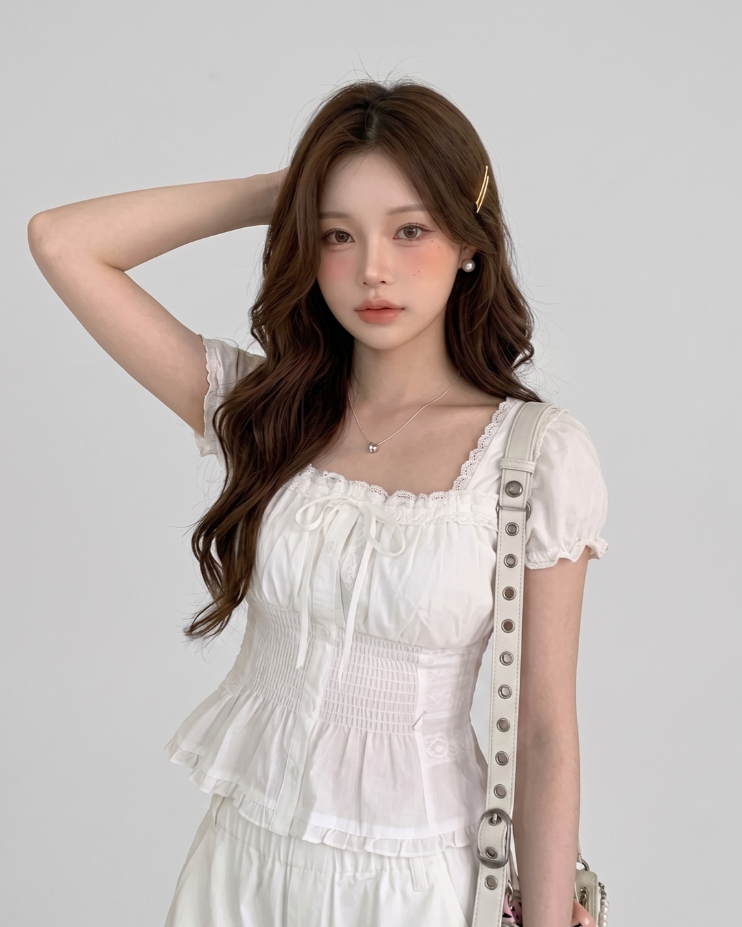 ピュアレースシャーリングブラウス Mc 866