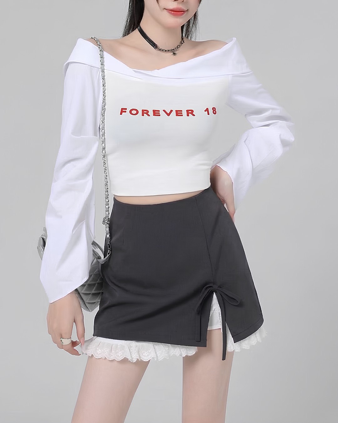 レースレイヤードリボンミニスカート Mc 794