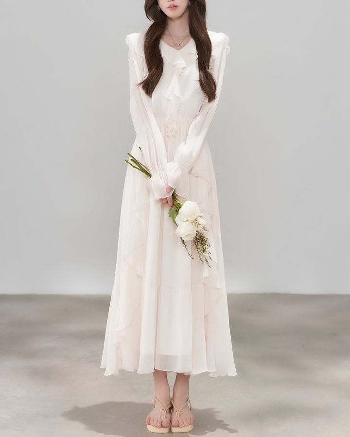 エアリーフリルシフォンロングワンピース Mc 799