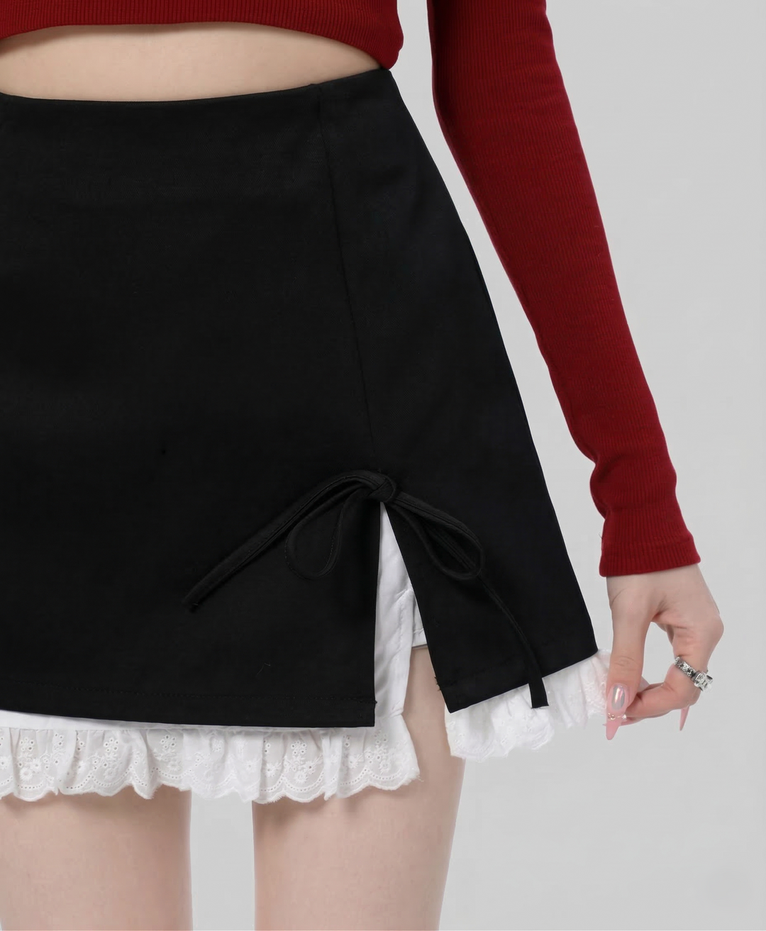 レースレイヤードリボンミニスカート Mc 794