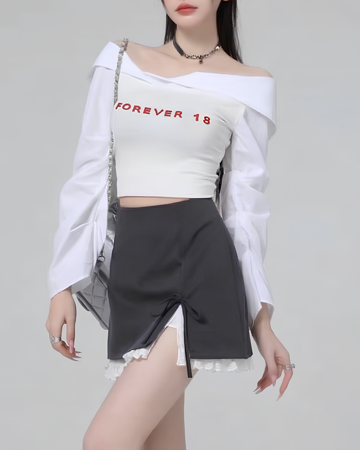 レースレイヤードリボンミニスカート Mc 794