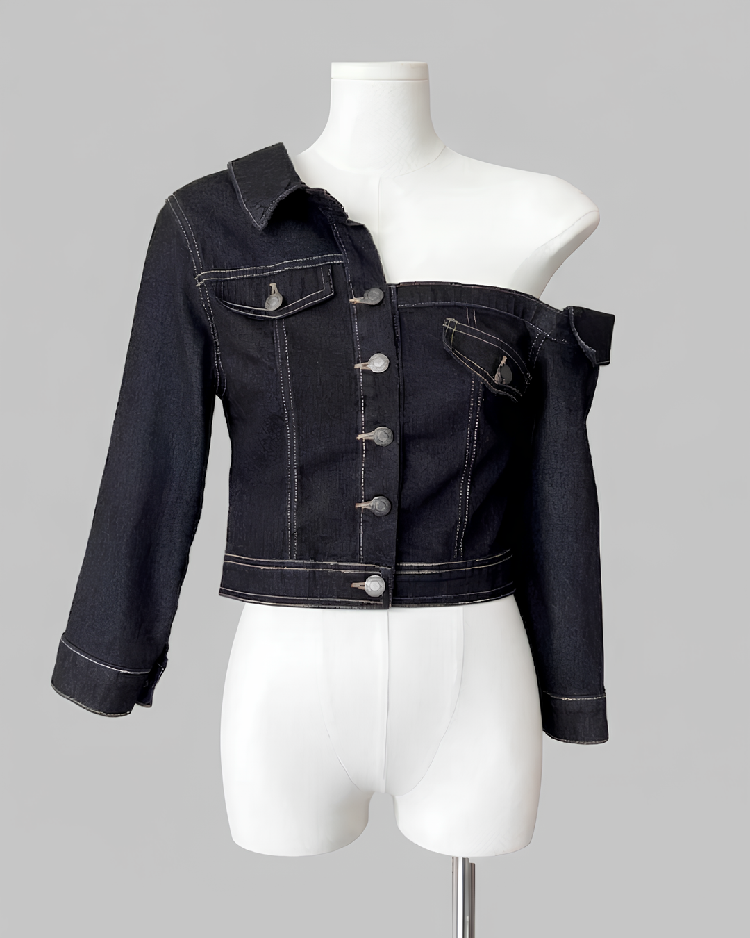 アシメショルダーガーリーデニムジャケット Mc 807