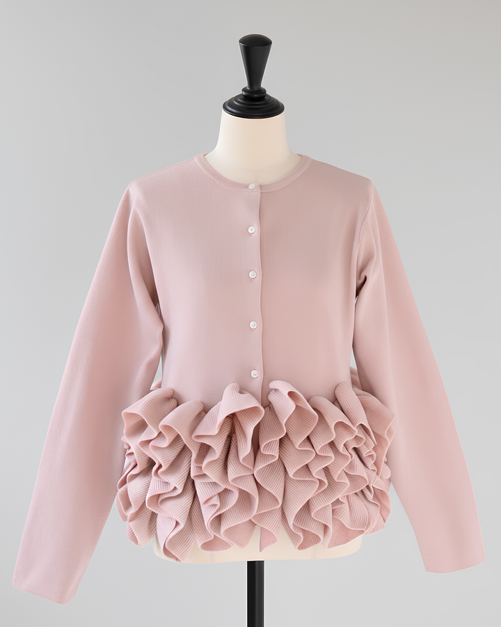 ボリュームフリルペプラムニットトップス Mc745