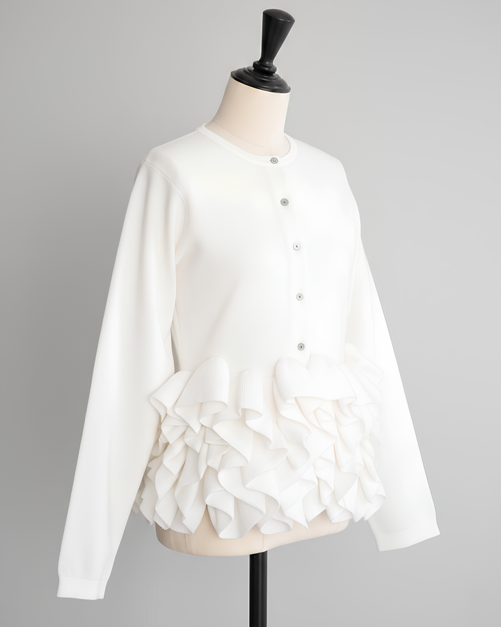 ボリュームフリルペプラムニットトップス Mc745