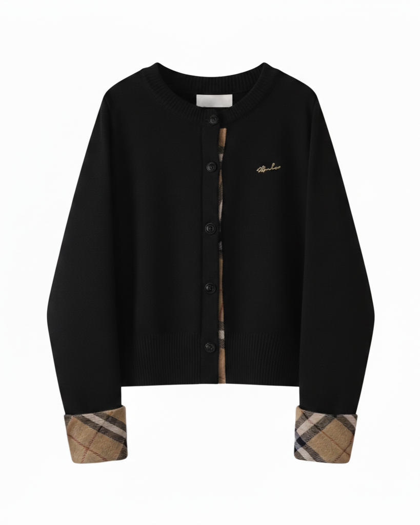 チェックラインニットカーディガン Mc 595