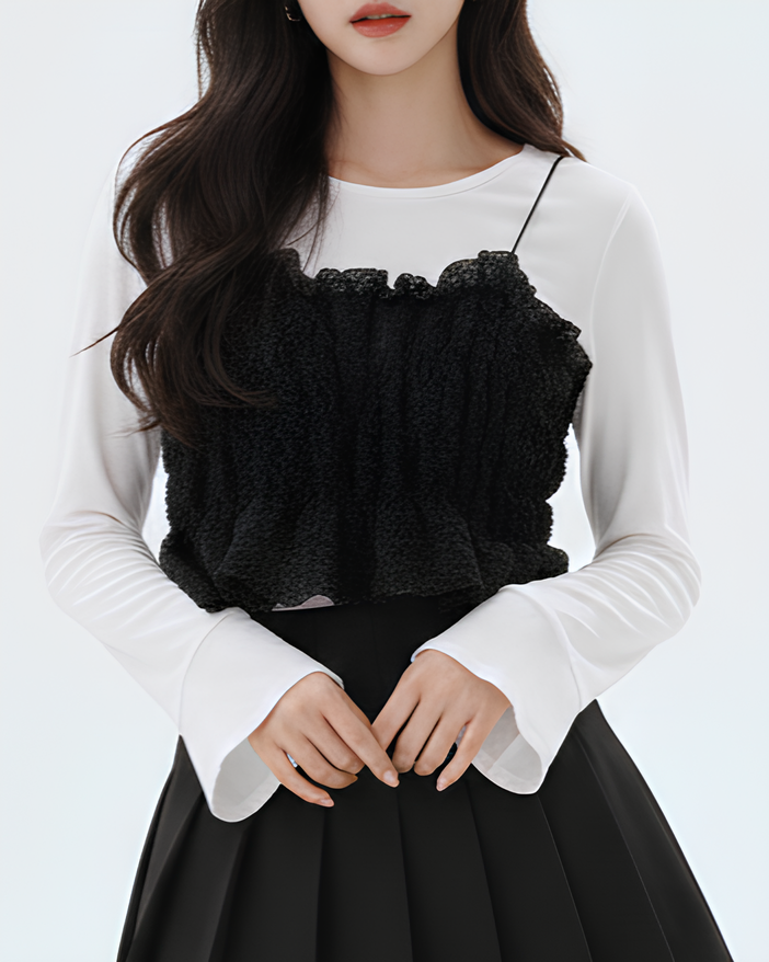 フリルレイヤードトップス Mc770