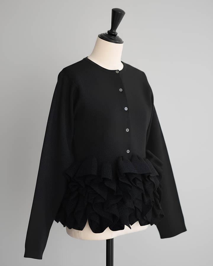 ボリュームフリルペプラムニットトップス Mc745