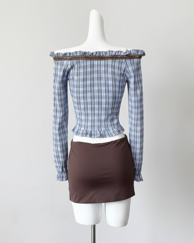 クラシックチェックオフショルトップス Mc763