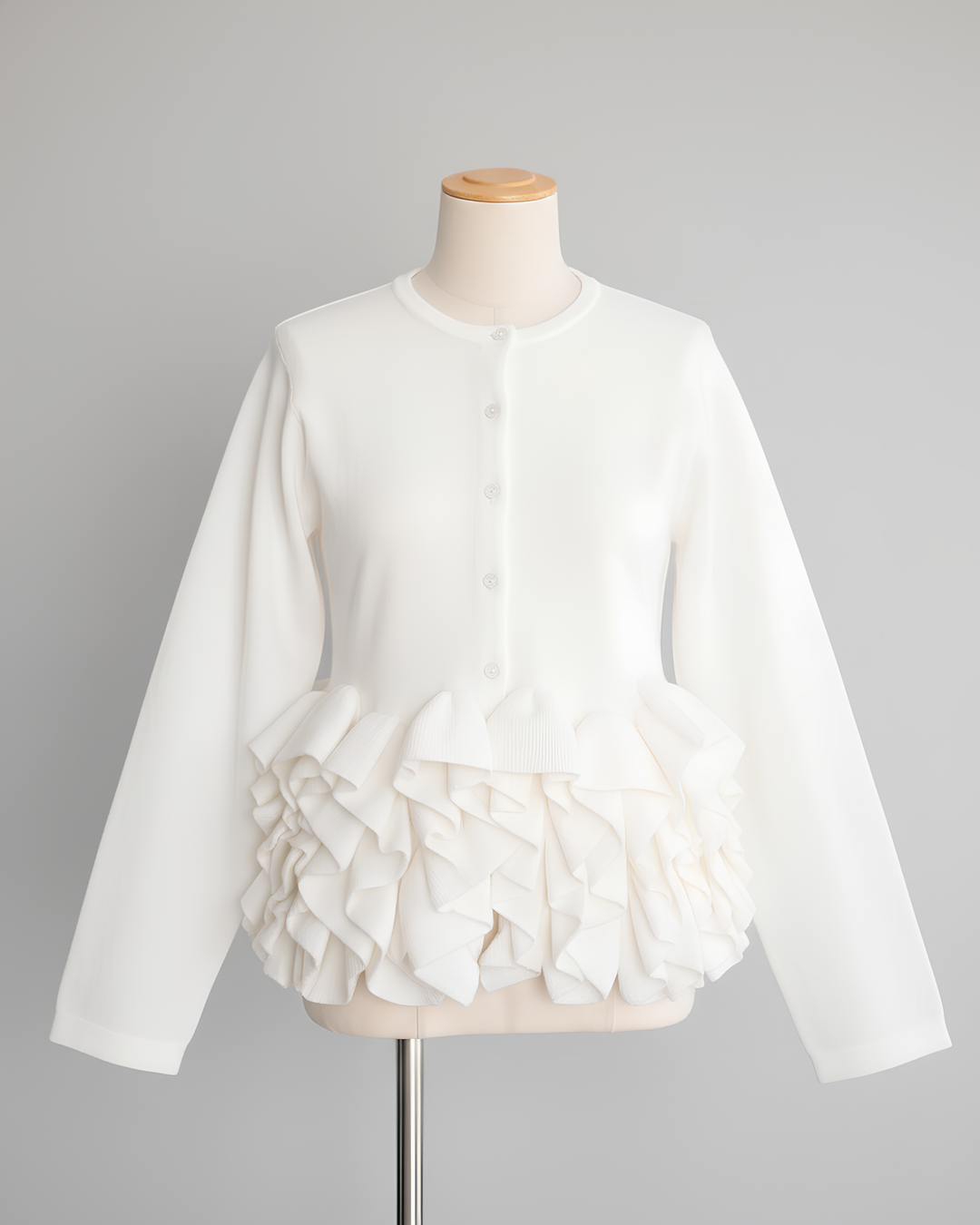 ボリュームフリルペプラムニットトップス Mc745