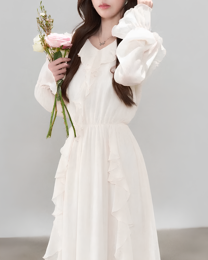 エアリーフリルシフォンロングワンピース Mc 799